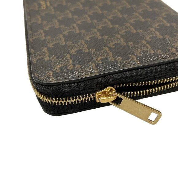 CELINE Triomphe - Dark Brown Brown PVC Long Wallet 585-071325 - Picture 2 of 6